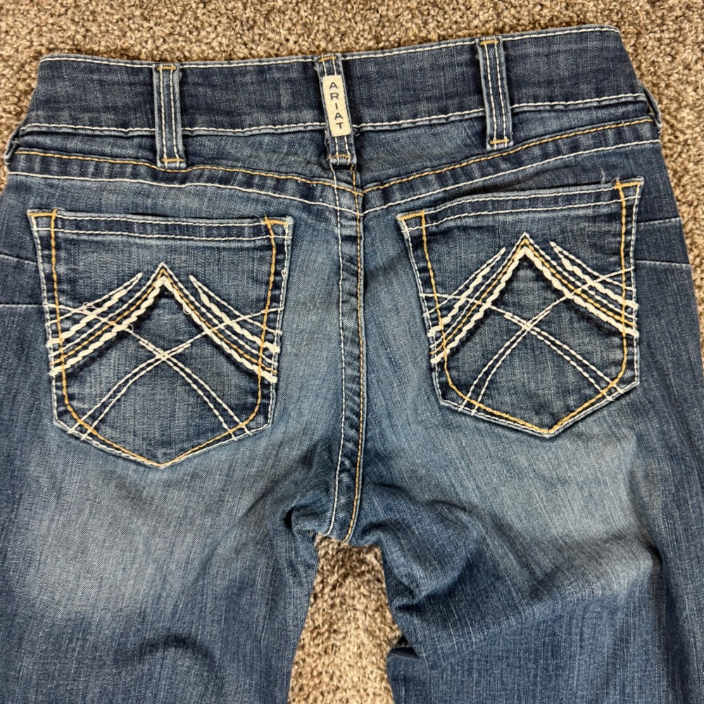 Ariat REAL Denim Women 30R Medium Wash Bootcut Western Jeans Paisley Trim - Picture 13 of 14